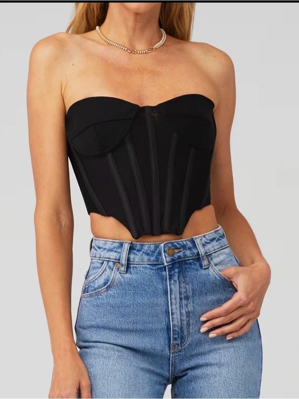 Bardot Lithium Mesh Bustier Strapless Black Corset Top - XS/2